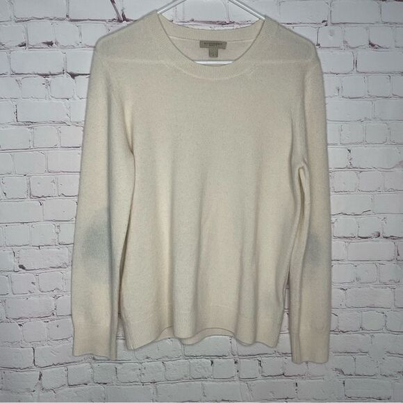 Burberry Brit Womens 100% Cashmere Sweater Ivory Crewneck Pullover Size L‎ - Picture 8 of 10
